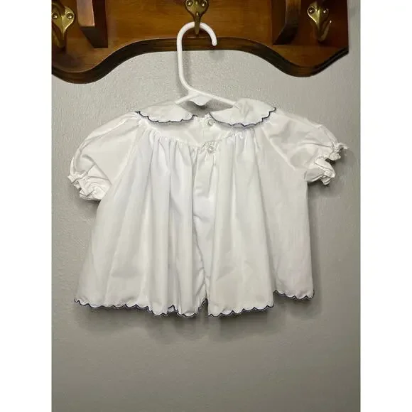 Vintage Sears Girls Red Poppy Flower Scalloped Collar Shirt - Picture 3 of 6